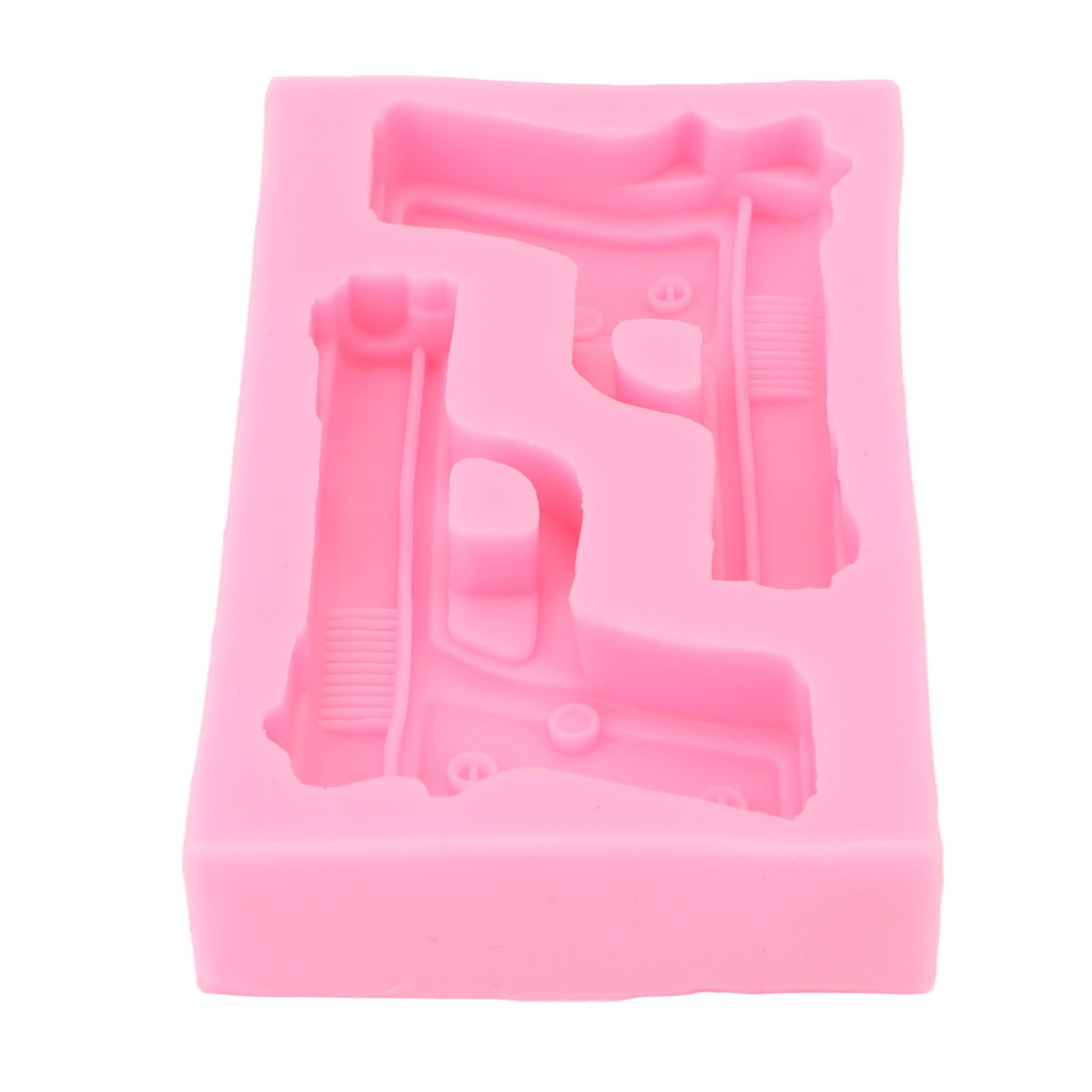 3D Weapon Shape Silicone Molds Pistol Shaped Baking Molds for Making Cake Chocolate Candy Crafting Pink