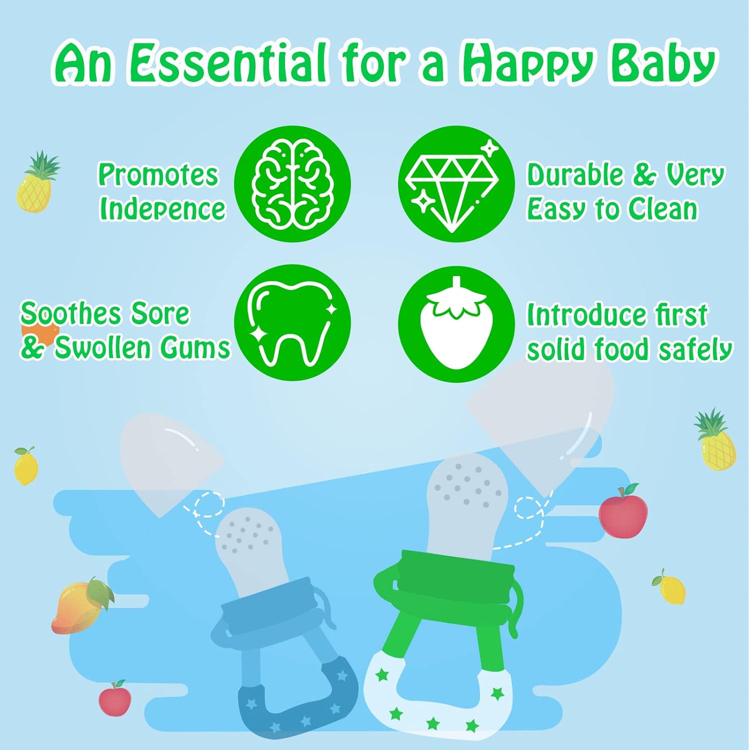 1pc Baby Feeding Spoon Fruit Grinding Pacifier Complementary Bites Silicone Mesh Baby Feeding Tableware