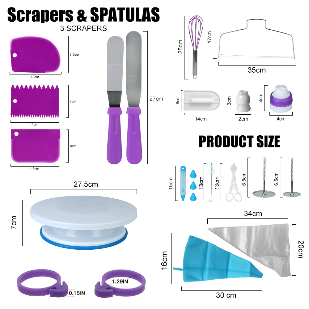 Rotating Stand Pastry Turntable Kit Cake Decorating Tools Kit Piping Nozzle 137Pcs Baking Tools Accessories Piping Bag Set