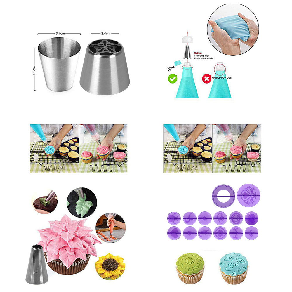 Rotating Stand Pastry Turntable Kit Cake Decorating Tools Kit Piping Nozzle 137Pcs Baking Tools Accessories Piping Bag Set