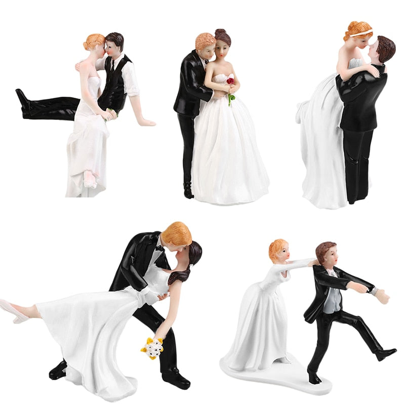 Romantic Bride & Groom Dolls Wedding Decoration Supplies Cake Toppers Dolls Synthetic Resin Marry Valentine&