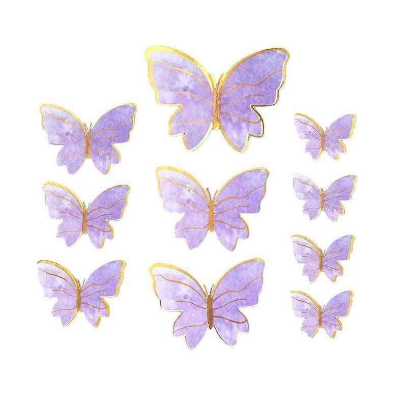 10Pcs Butterfly Cake Toppers Flags DIY Cupcake Topper Kids Girl Happy Birthday Wedding Party Baby Shower Baking Decoration