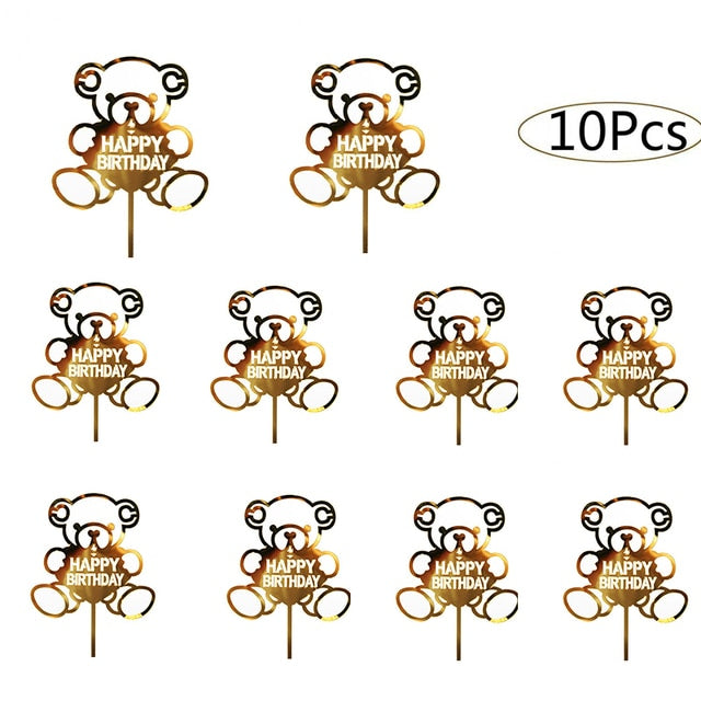 6pcs Acrylic Birthday Cake Toppers