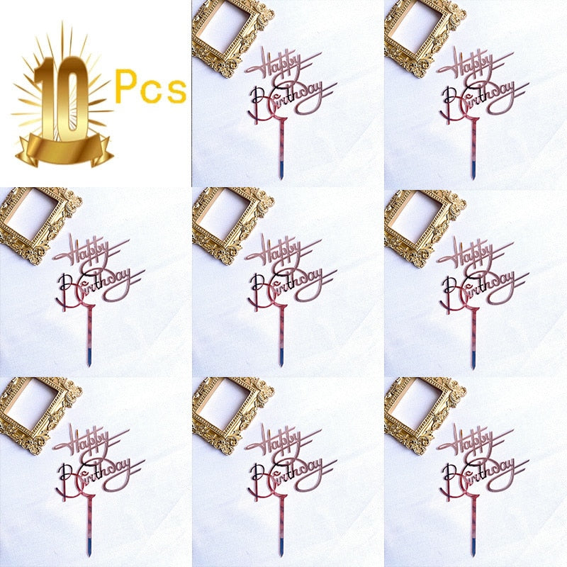 6pcs Acrylic Birthday Cake Toppers