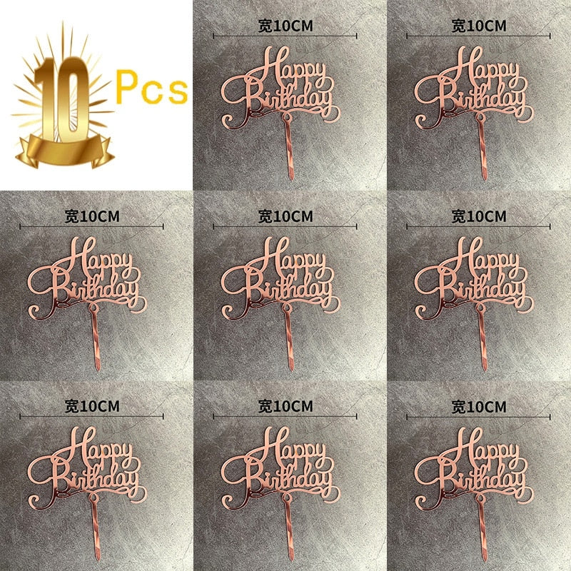 6pcs Acrylic Birthday Cake Toppers