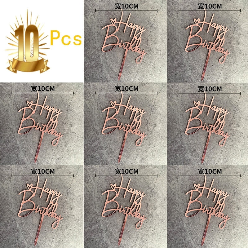 6pcs Acrylic Birthday Cake Toppers