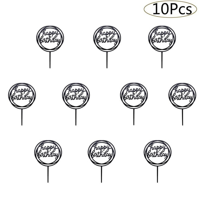 6pcs Acrylic Birthday Cake Toppers