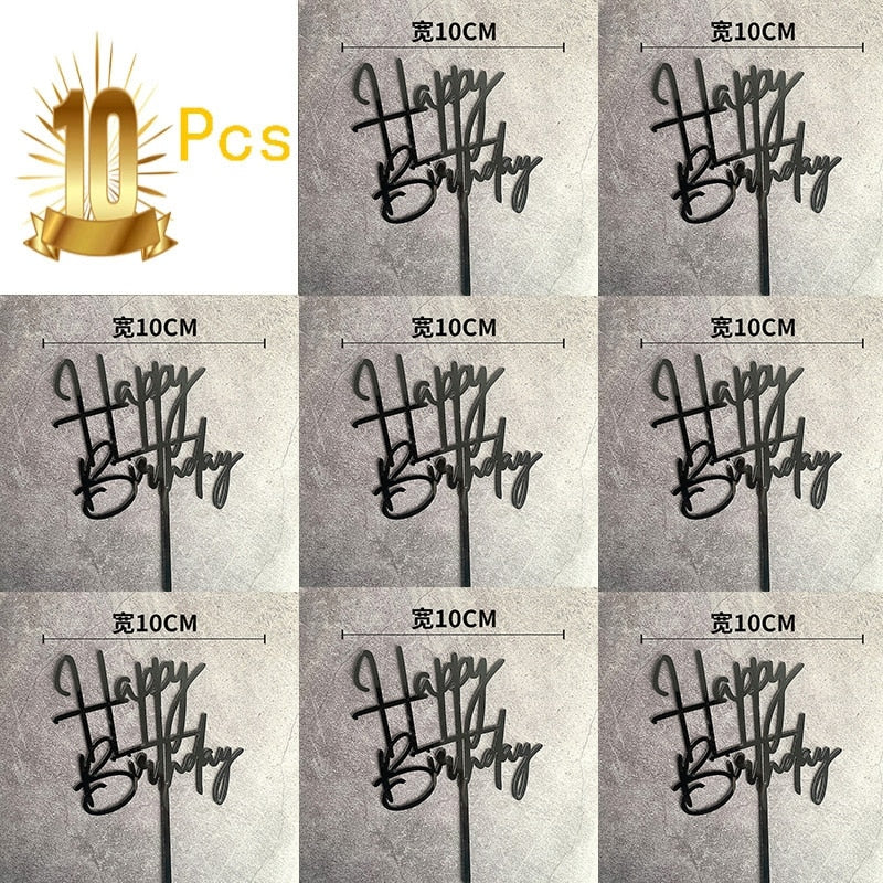 6pcs Acrylic Birthday Cake Toppers