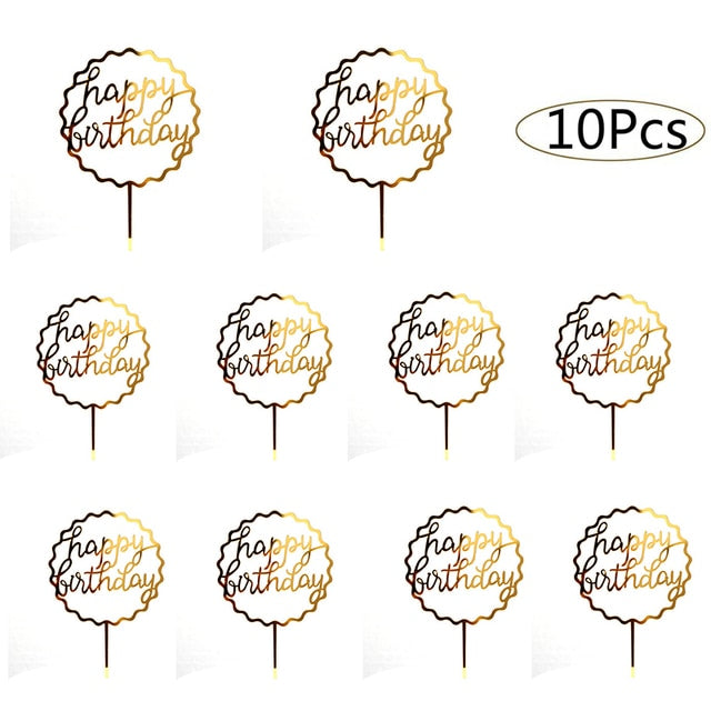 6pcs Acrylic Birthday Cake Toppers