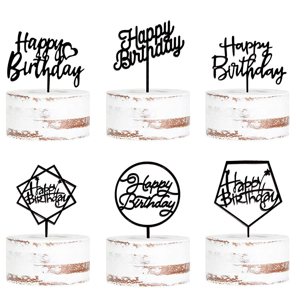 6pcs Acrylic Birthday Cake Toppers