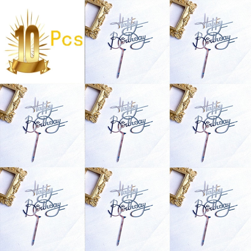 6pcs Acrylic Birthday Cake Toppers