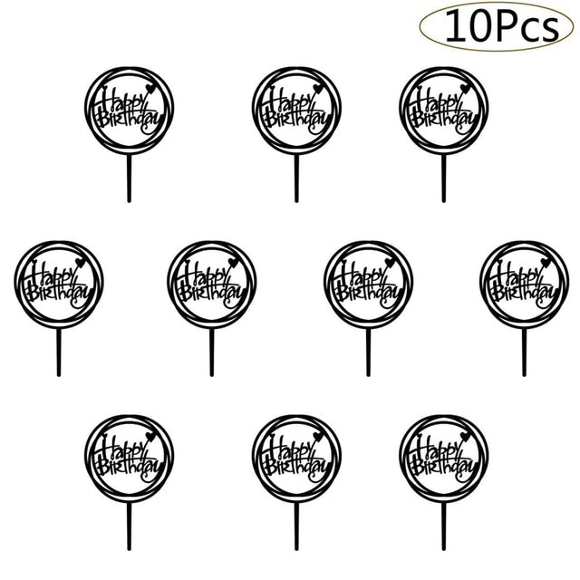 6pcs Acrylic Birthday Cake Toppers