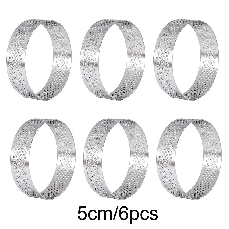 Stainless Steel Tart Mold Ring Tartlet Cake Mousse Molds Cookies Pastry Circle Cutter Pie Perforated Heat-Resistant baking tools