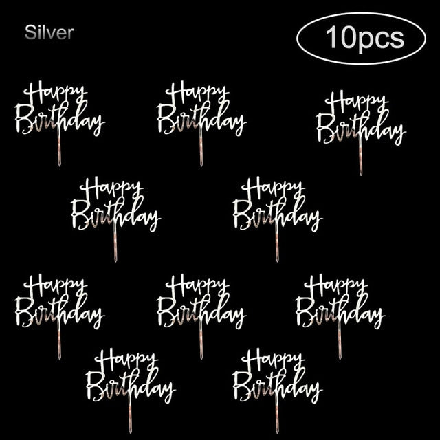 6pcs Acrylic Birthday Cake Toppers