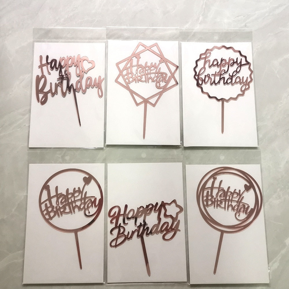6pcs Acrylic Birthday Cake Toppers