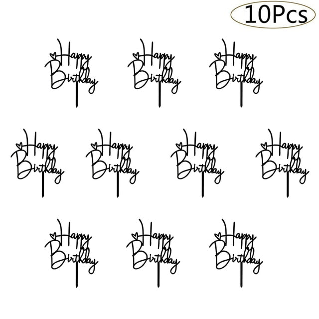 6pcs Acrylic Birthday Cake Toppers