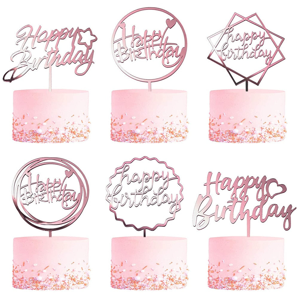 6pcs Acrylic Birthday Cake Toppers