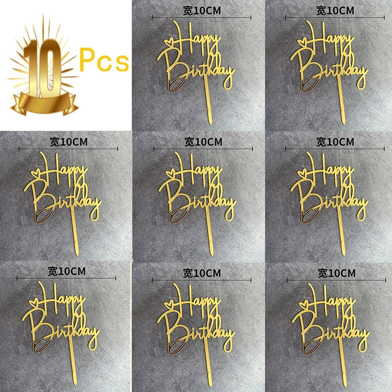 6pcs Acrylic Birthday Cake Toppers