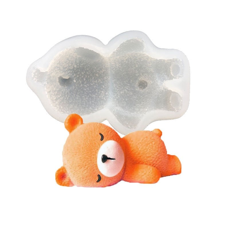 3D Sleeping Bear Silicone Mold – Fondant & Chocolate Border Mould for Cake Decorating