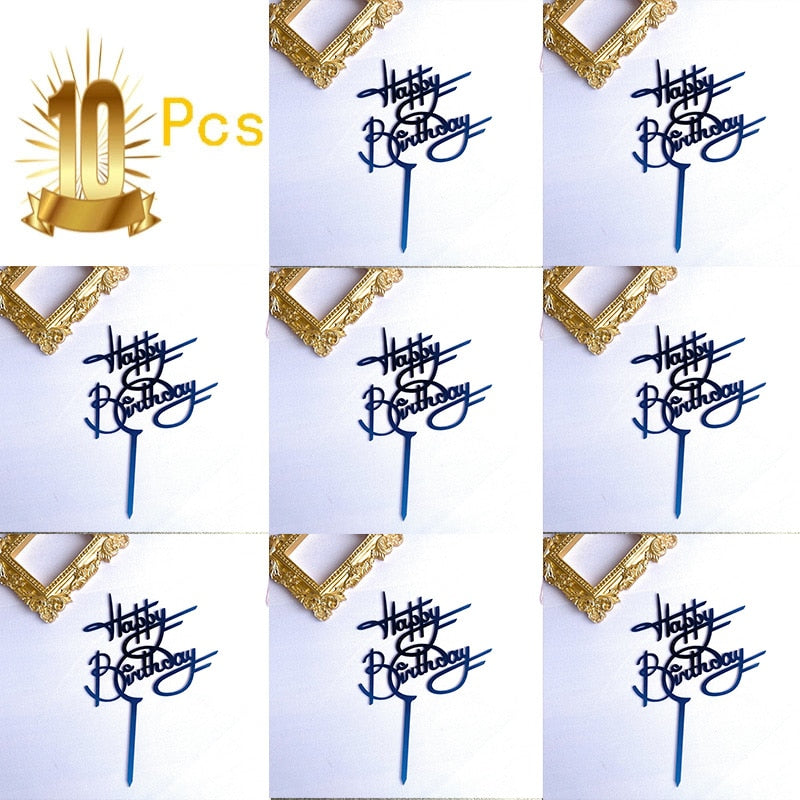6pcs Acrylic Birthday Cake Toppers