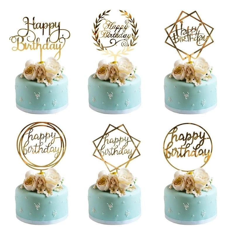 6pcs Acrylic Birthday Cake Toppers