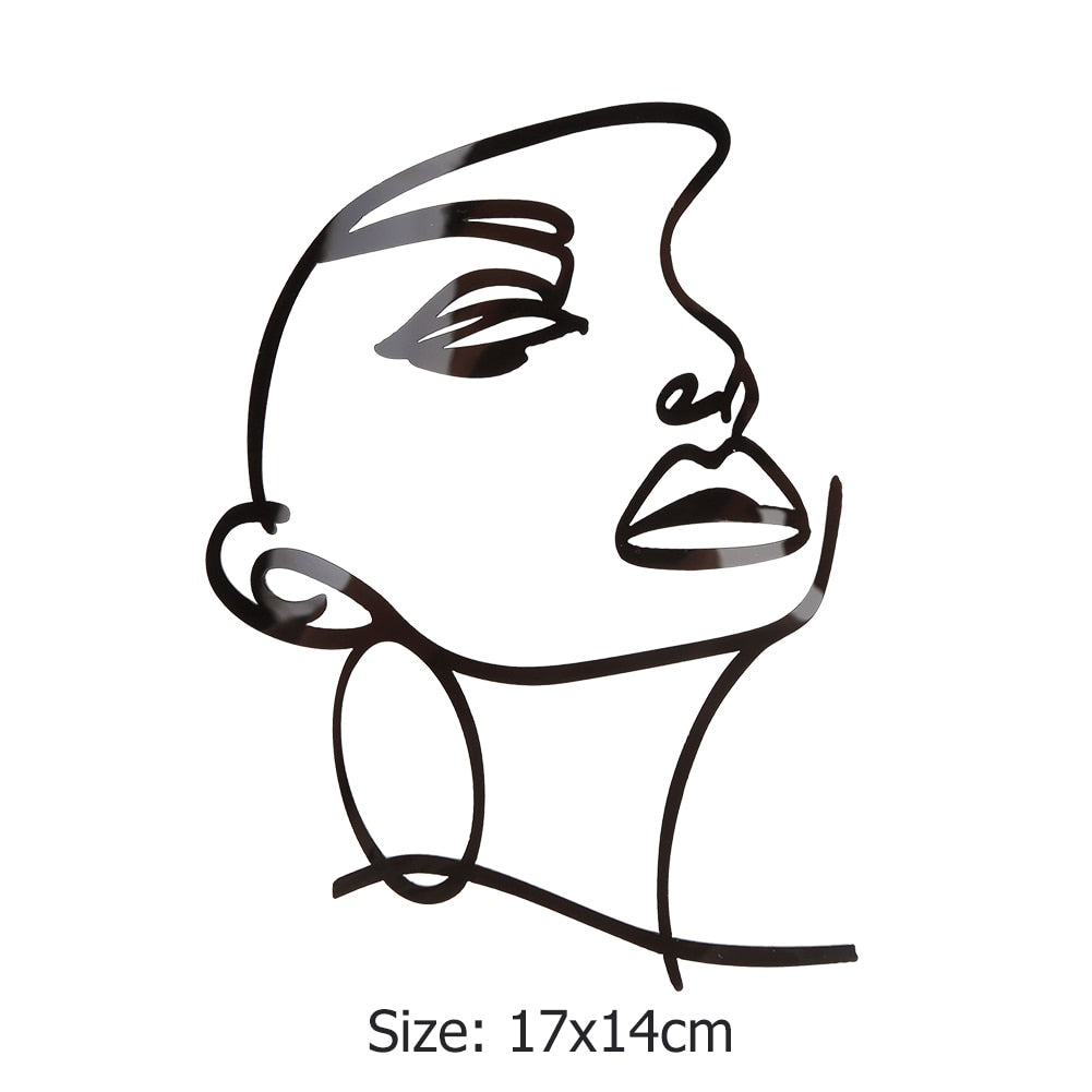 Artistic Outline Lady Face Birthday Cake Decoration