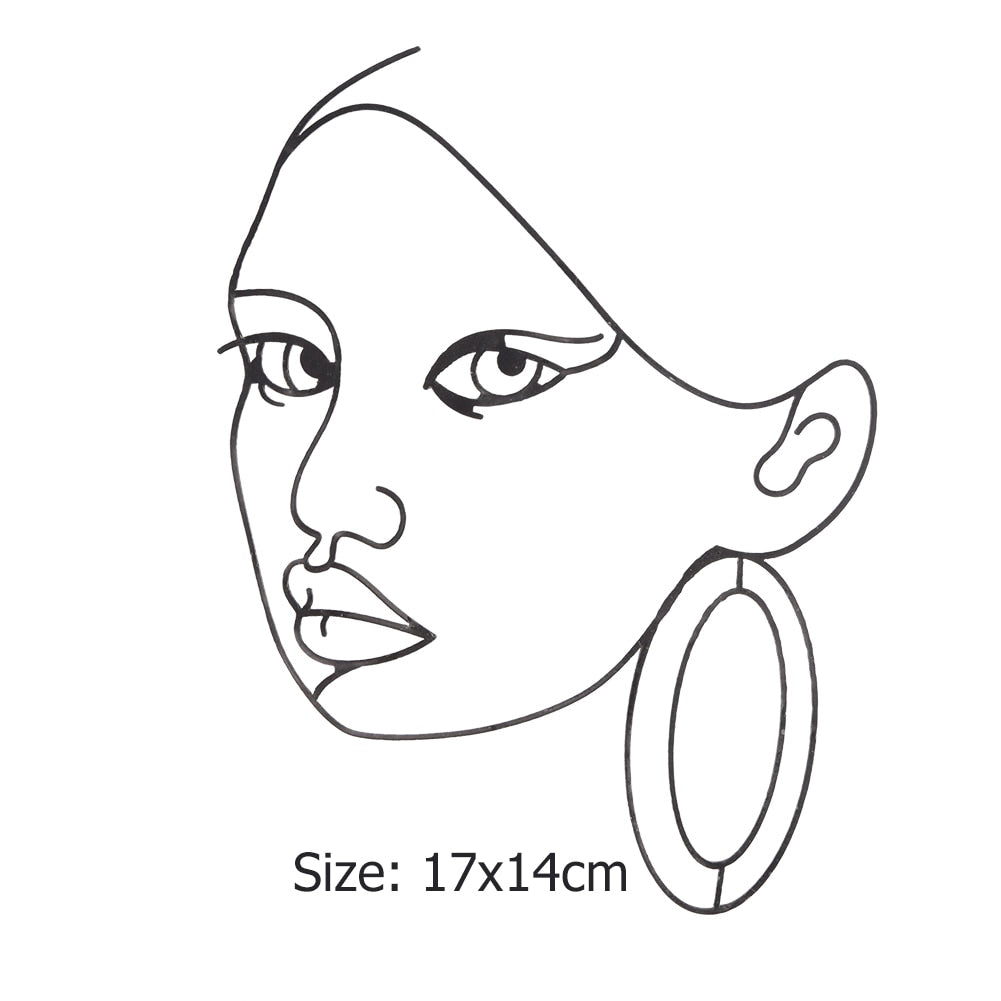 Artistic Outline Lady Face Birthday Cake Decoration