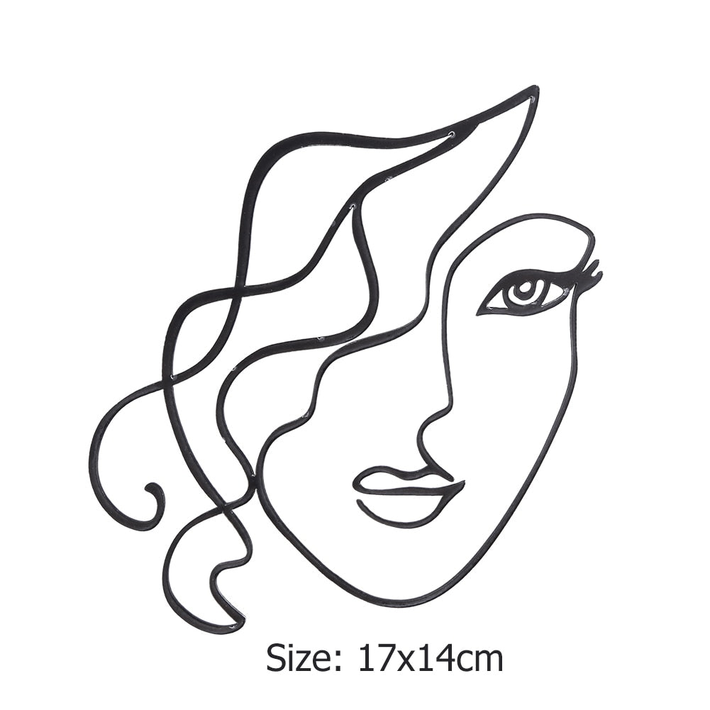 Artistic Outline Lady Face Birthday Cake Decoration
