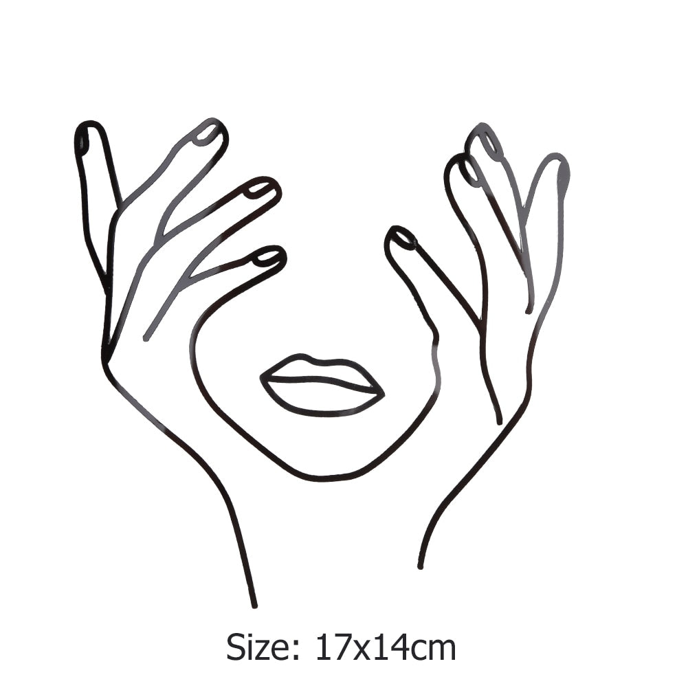 Artistic Outline Lady Face Birthday Cake Decoration