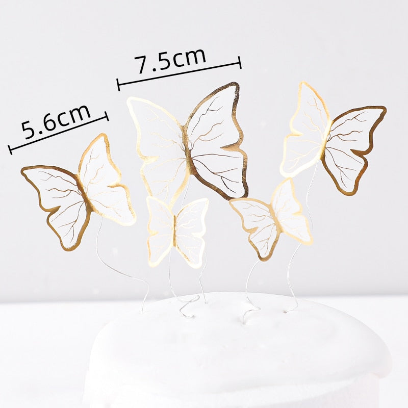 Butterfly Cake Toppers – 3D Decorative Picks for Birthday, Wedding & Party Cakes