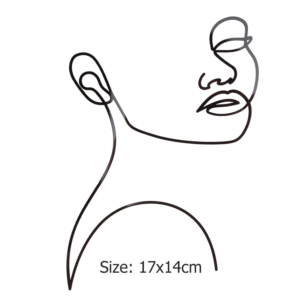 Artistic Outline Lady Face Birthday Cake Decoration