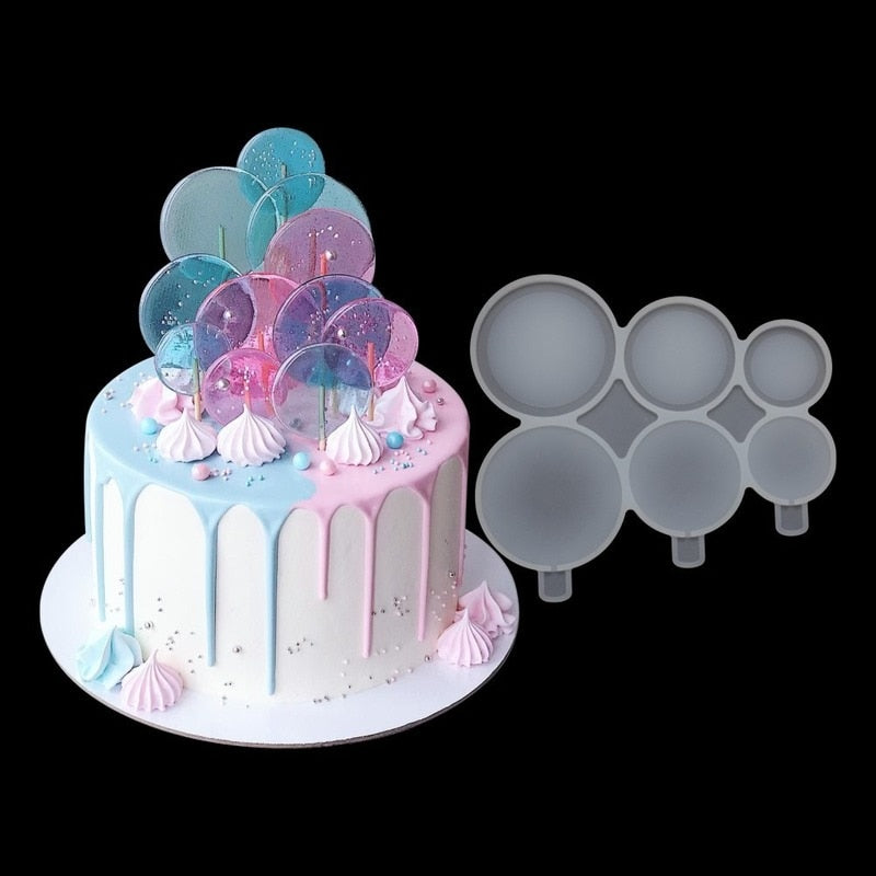 Round Love Star Silicone Mold – DIY Epoxy, Chocolate, Lollipop & Cake Decorating Mold