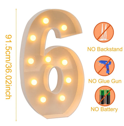 91.5cm Giant Number Balloon Mosaic Frame – Light-Up Marquee Box for Birthday Party Decoration