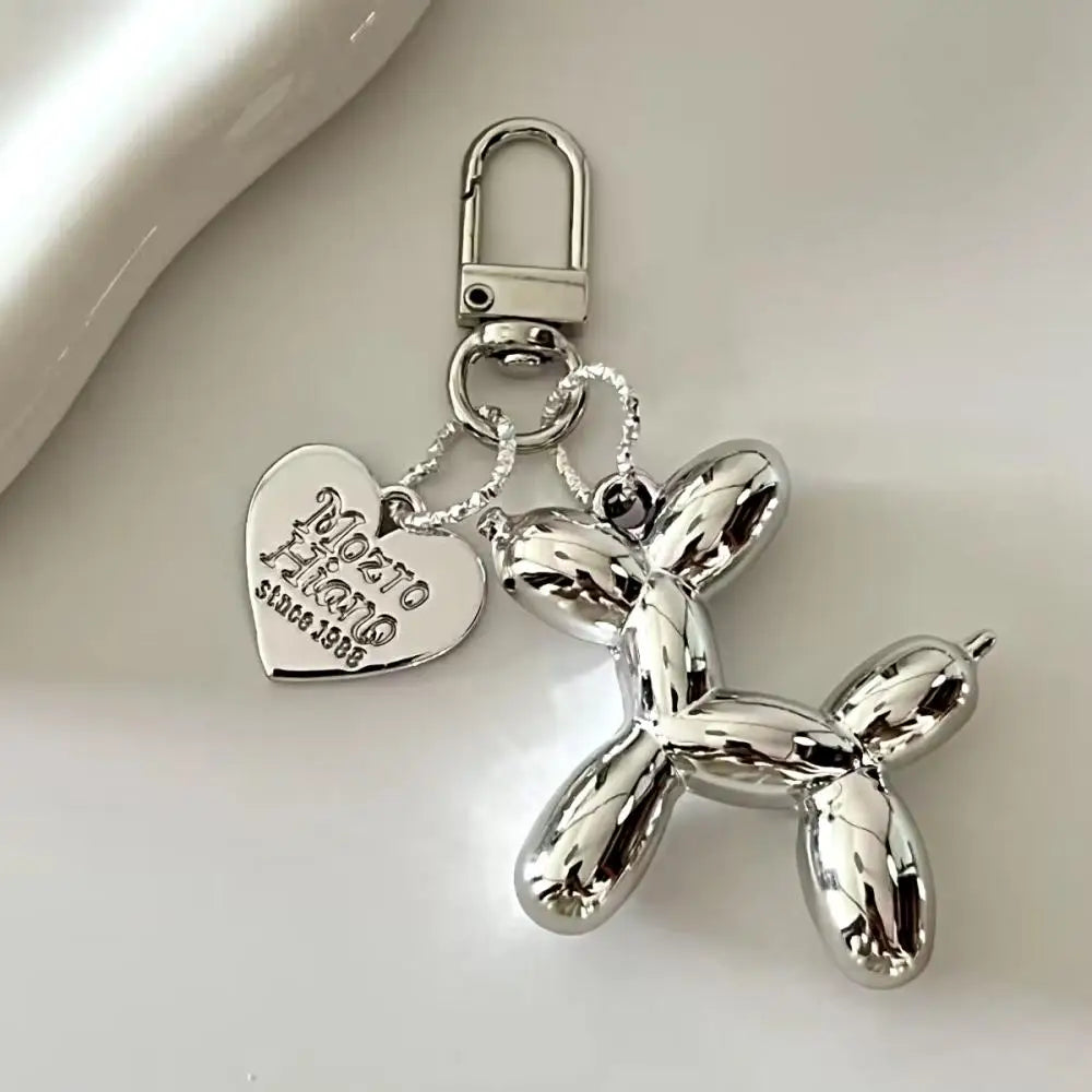 Cute Cartoon Balloon Dog Keychain – Couple Keyring Gift for Women, Men & Car Accessories
