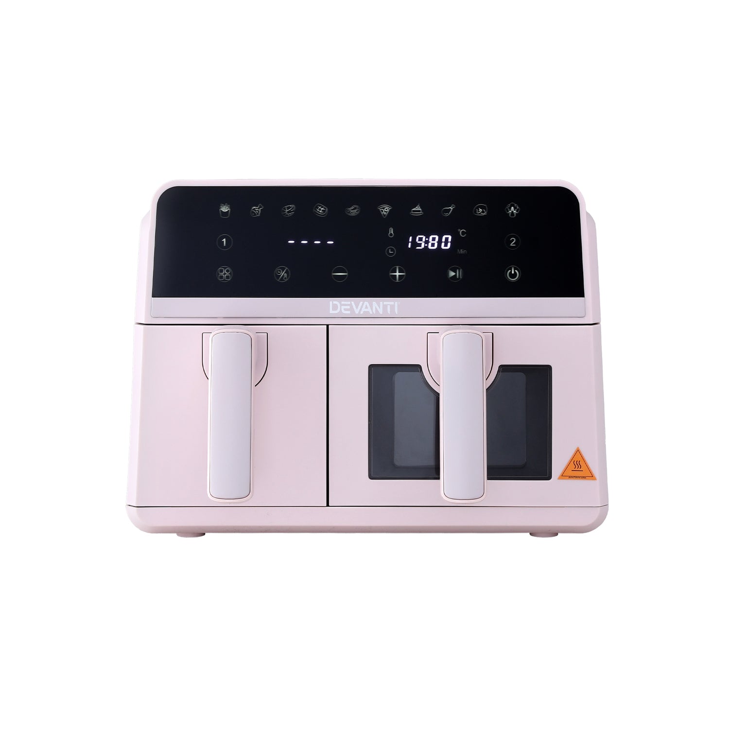 Devanti Air Fryer 9L Dual Zone Fryers 2600W Pink