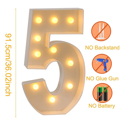 91.5cm Giant Number Balloon Mosaic Frame – Light-Up Marquee Box for Birthday Party Decoration