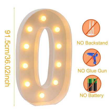 91.5cm Giant Number Balloon Mosaic Frame – Light-Up Marquee Box for Birthday Party Decoration