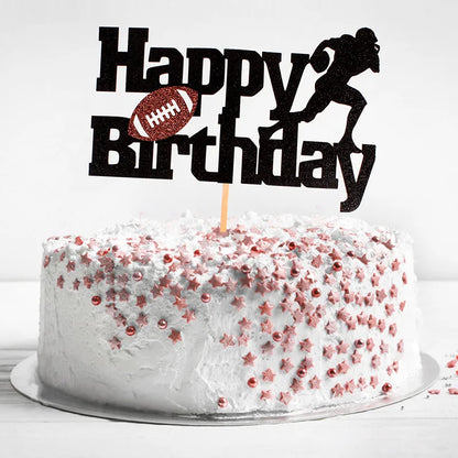 Football rugby Cake Toppers Happy Birthday Cake Supplies Decor Happy New Year Cupcake Toppers For DIY Party Home 2021 Noel New