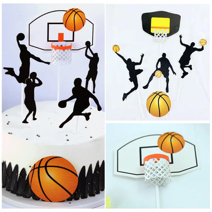 5pcs Theme Basketball Happy Birthday Cupcake Topper Cute Boys Cake Topper For Birthday Sport Fans Party Dessert Cake Decorations