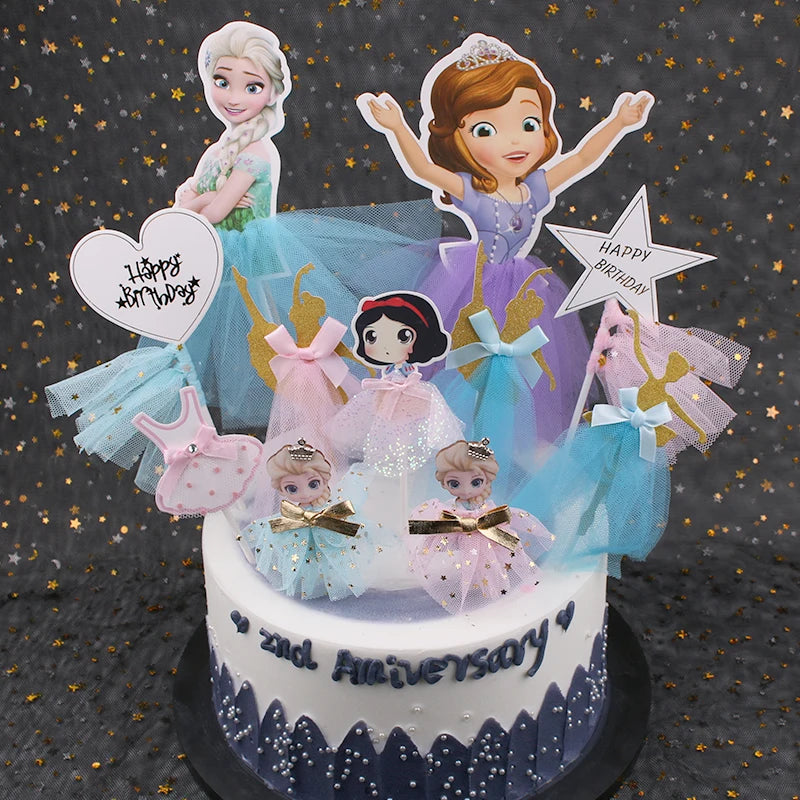 1PCS 21cm Princess Birthday Party Decorations Kids Cake Topper for Girls Birthday Decoration Anniversaire Cake Supplies