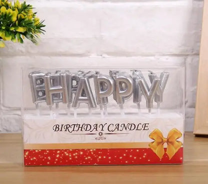 Gold Sliver Happy Birthday Letter Cake Birthday Party Festival Supplies Lovely Birthday Candles for Kitchen Baking Gift