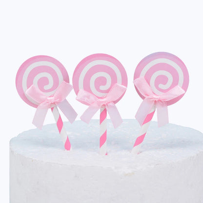 6pcs Birthday Cake Card Lollipop Plug-in Birthday Party Dessert Table Plug-in Decoration Color Card DIY Baking Products