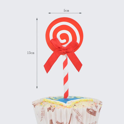 6pcs Birthday Cake Card Lollipop Plug-in Birthday Party Dessert Table Plug-in Decoration Color Card DIY Baking Products