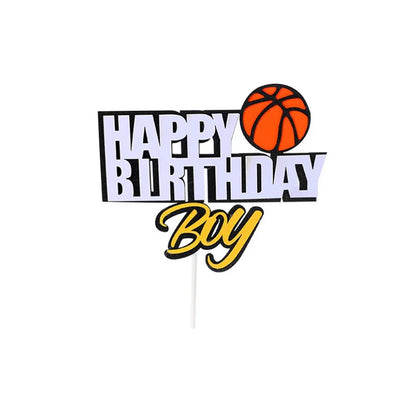 Basketball Football Cupcake Topper Sports Theme Happy Birthday Cake Flage For Kids Boy Birthday Party Cake Decoration Supplies