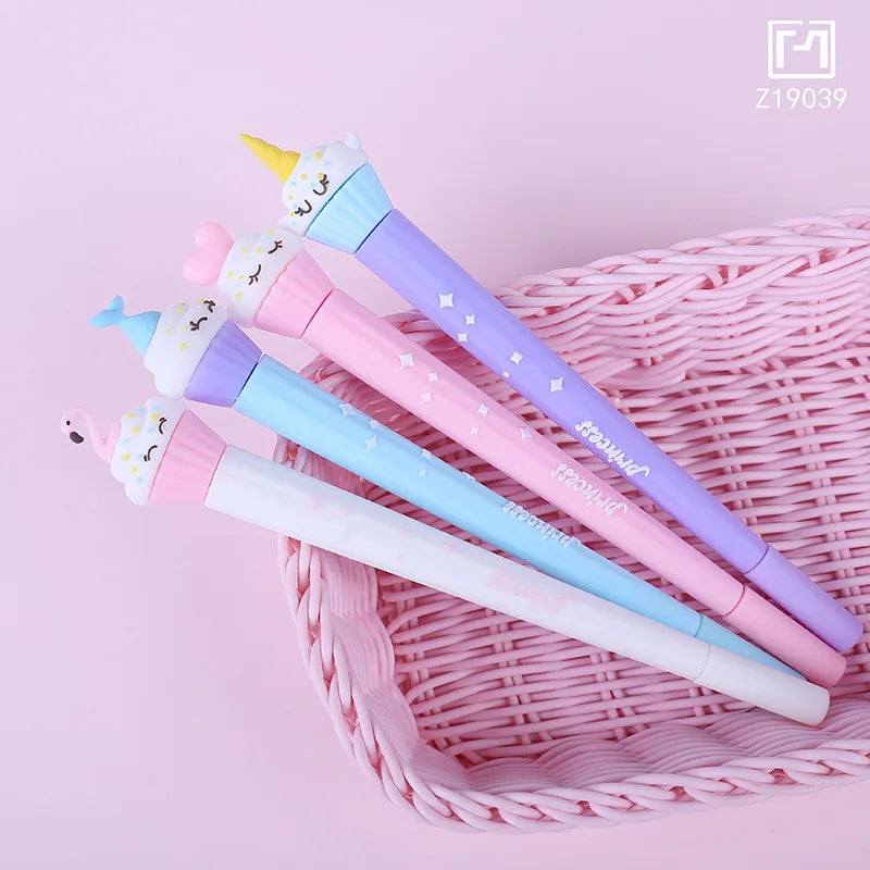 48pcs/set Cake Pen Gel Ink Office Supplies Stationery Princess Wind Silicone Gel Pen Lovely 0.5mm Gel Ink Pen Wholesale