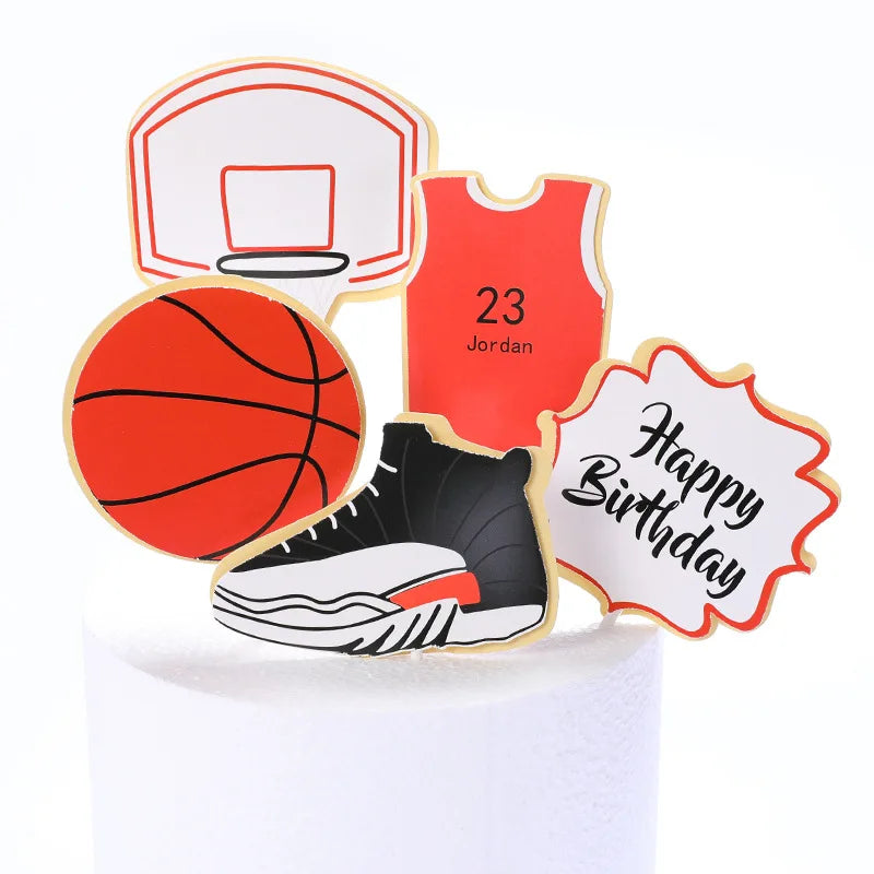 Cake Toppers Glitter DIY Basketball Football Set Cupcake Topper Cake Flags Kids Boys Birthday Wedding Bride Party Baking Decor