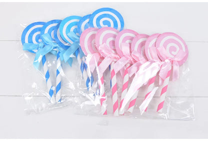 6pcs Birthday Cake Card Lollipop Plug-in Birthday Party Dessert Table Plug-in Decoration Color Card DIY Baking Products