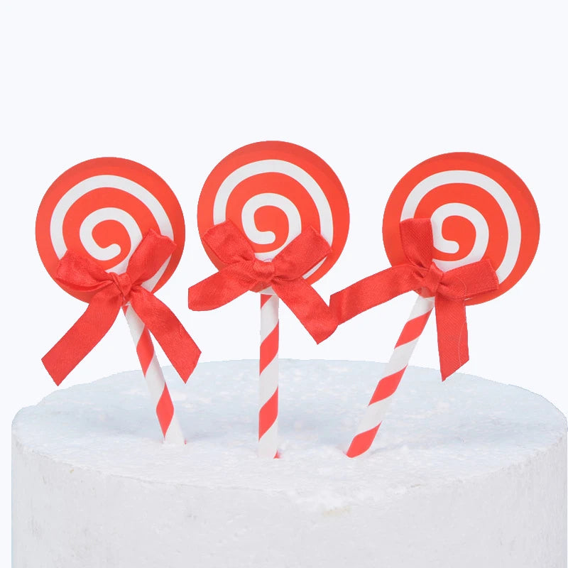 6pcs Birthday Cake Card Lollipop Plug-in Birthday Party Dessert Table Plug-in Decoration Color Card DIY Baking Products