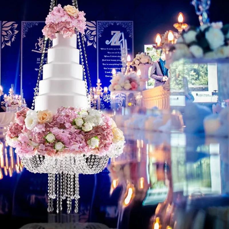 New fashion Hanging Acrylic Clear Crystal Beads Cake Stand For Wedding Event Birthday Party Decortion supplies