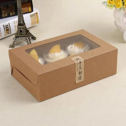kraft Card Paper 6 Cup Cupcake Box Muffin Cake Boxes Dessert Portable Package Box Party Cake Box Supplies LX8209